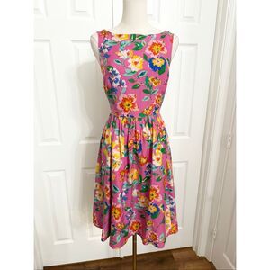 Kate Spade Womens Hot Pink Silk Blend Carolyn Sleeveless Floral Dress Size 6